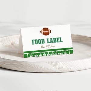 Cartão de buffet de aniversário de primeiro ano para baixo, futebol, decorações de 1º aniversário, etiqueta de comida para festa, cartão de buffet, futebol, modelo de primeiro aniversário #k10