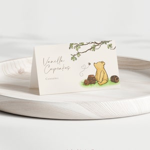 Winnie the Pooh Baby Shower Buffet Card Template Baby Shower Decorations Party Food Buffet Food Card Baby Shower Personalized Template #b02