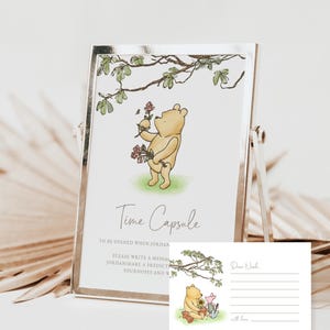 Carte et signet pour le premier anniversaire de la capsule temporelle Winnie l'ourson