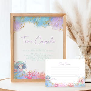 Oneder the Sea First Birthday Time Capsule Sign and Cards Under the Sea Time Capsule Sign for First Kids Birthday Guest Message Cards #k05