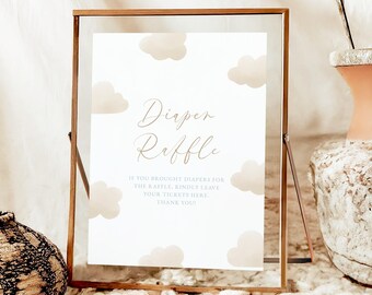 Cloud Nine Baby Shower Sign Cloud 9 Shower Sign Decorations Baby Personalized Party Signs Template Neutral Shower Signs, Diaper Raffle #b13