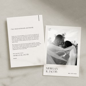 Cartão de agradecimento com foto de casamento minimalista, cartão de agradecimento de casamento moderno, cartão de agradecimento de casamento, casamento minimalista moderno #19