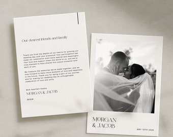 Biglietto di ringraziamento per foto di matrimonio minimalista, biglietto di ringraziamento per matrimonio moderno, biglietto di ringraziamento per matrimonio, matrimonio minimalista moderno n. 19