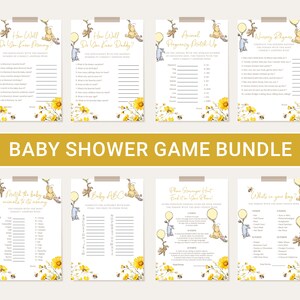 Winnie the Pooh Baby Shower Game Bundle Template Baby Shower Game Baby Shower Trivia Baby Shower Decoration Baby Party Personalize Game #b05