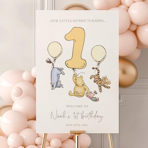 Winnie Pooh Willkommensschild Pooh 1.Geburtstag Dekoration Babyparty Dekoration Kindergeburtstag Willkommen Poster #k01