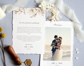 White Wildflower Wedding Thank You Card, Romantic Wedding Photo Thank You Card, Wedding Thank You Card, Modern floral Wedding #18