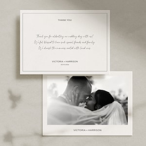 Carte de remerciement photo de mariage minimaliste, carte de remerciement de mariage moderne, carte de remerciement de mariage, mariage minimaliste moderne #14