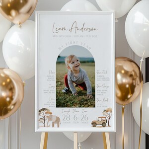 Wild One First Birthday Milestone Sign Safari Animal 1st Birthday Milestone Poster One Year Photo Baby Milestone Board #k03
