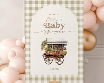 Letrero de bienvenida para baby shower de cultivo local, letrero de bienvenida para decoraciones de baby shower, letrero personalizado para baby shower, póster de bienvenida al mercado de agricultores #b15