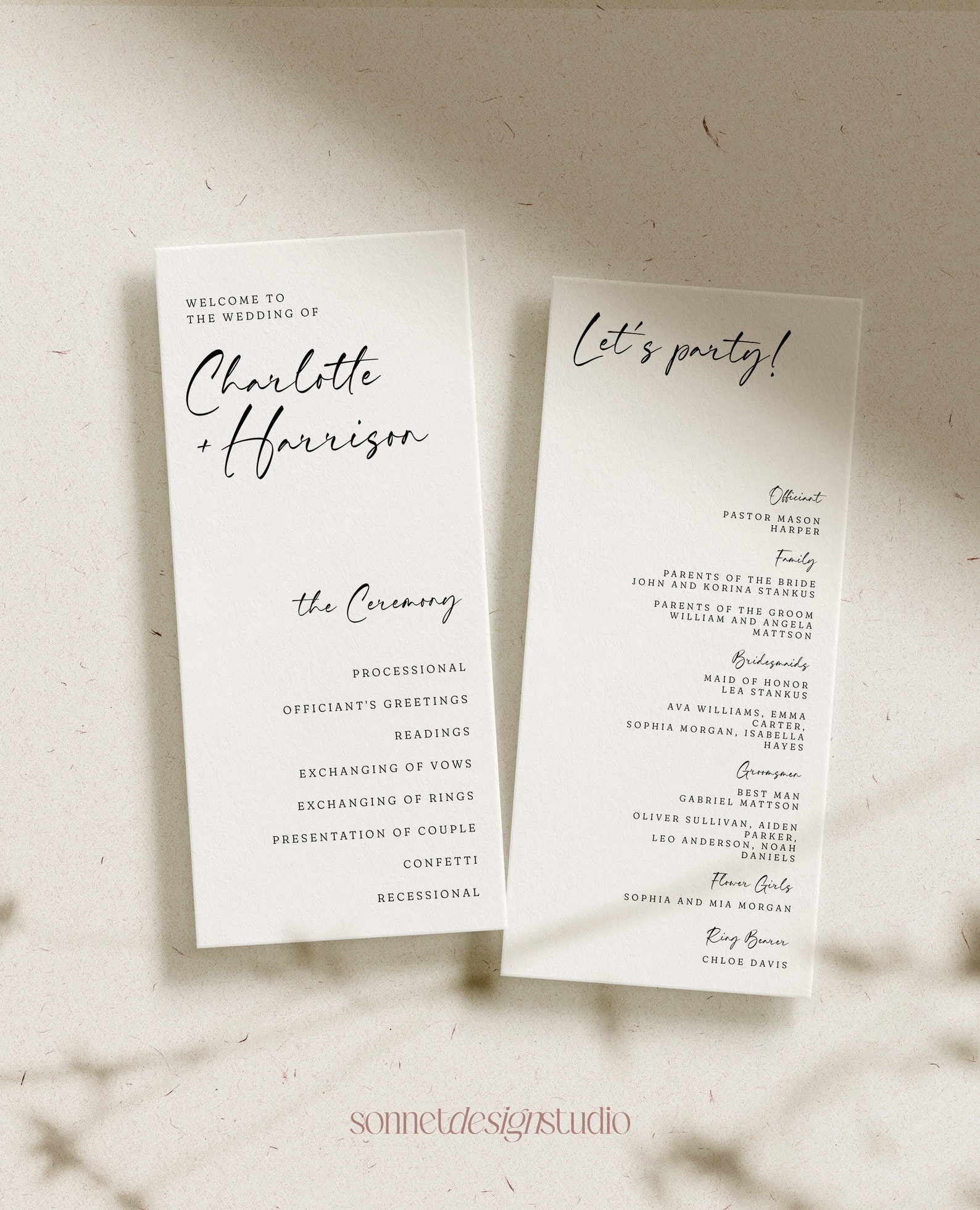 Minimalist Wedding Program Template Printable Modern Minimal Editable ...