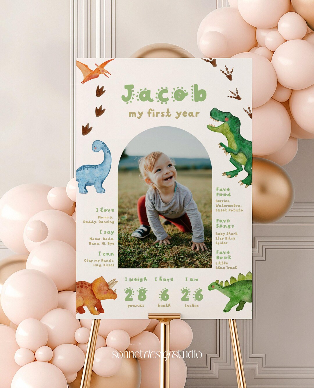 Dinosaur First Birthday Milestone Sign Dinosaur 1st Birthday Milestone ...