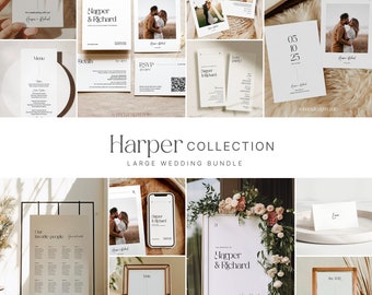 Large Modern Wedding Invitation Bundle Minimalist Wedding Suite Template DIY Wedding Invitation Printable Set, #05