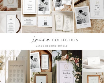Large Modern Wedding Invitation Bundle Elegant Wedding Suite Template DIY Wedding Invitation Printable Set #11