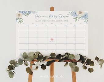Juego de calendario de fecha de parto del bebé Juego de baby shower Adivina la fecha de nacimiento del bebé Predicción editable para el bebé Juego de fecha de parto del baby shower #b01