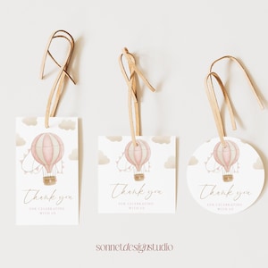 Baby Shower Thank You Tag Balloon Baby Shower Favor Tag Personalized Pink Baby Girl Shower Gift Tags Oh Baby Boy Shower Decorations #b09