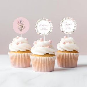 Baby Shower Cupcake Topper Template Party Pick Baby Custom Image Logo Business Logo Cupcake Topper Personalized Birthday Cake Topper #b03