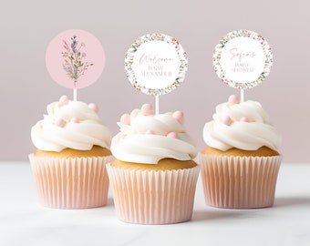 Baby Shower Cupcake Topper Template Party Pick Baby Custom Image Logo Business Logo Cupcake Topper Personalized Birthday Cake Topper #b03