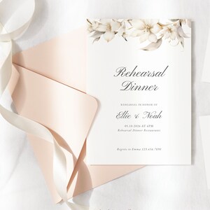 White Modern Wildflower Wedding Rehearsal Invite Editable Template Floral Rehearsal Dinner Invitation the night before dinner Invite #18