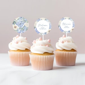 Baby Shower Cupcake Topper Template Party Baby Custom Image Logo Text Business Logo Cupcake Topper Personalized Birthday Cake Topper #b01