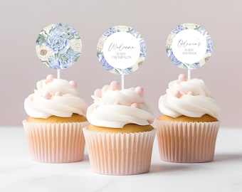 Baby Shower Cupcake Topper Template Party Baby Custom Image Logo Text Business Logo Cupcake Topper Personalized Birthday Cake Topper #b01