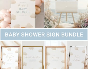 Cloud Nine Baby Shower Sign Bundle Cloud 9 Baby Shower Sign Decorations Baby Personalized Party Template Neutral Baby Shower Signs  #b13