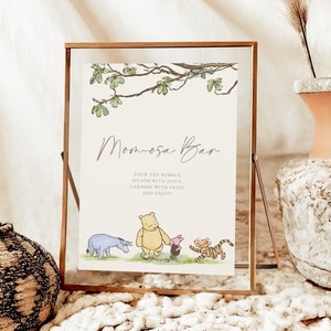 Winnie the Pooh Baby Shower Sign Baby Shower Mom-mosa Sign Template Baby Shower Decoration Personalized Party Sign Template, Mom-osa #b02