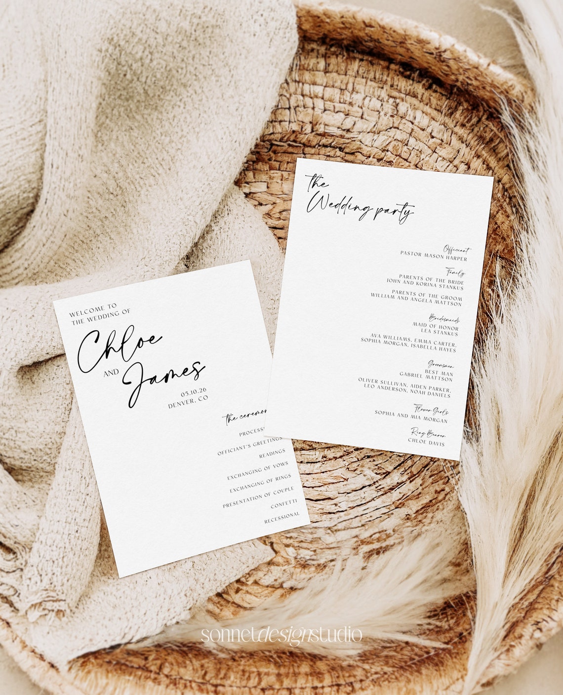 Minimalist Wedding Program Template Printable Modern Minimal Editable ...