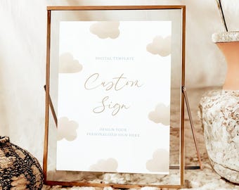 Cloud Nine Baby Shower Sign Cloud 9 Shower Sign Decorations Baby Personalized Party Signs Template Neutral Shower Signs, Custom #b13