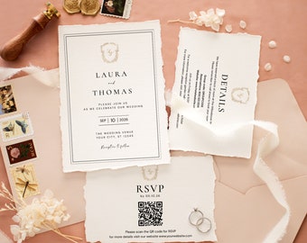 Elegant Photo Wedding Invitation Suite Template Modern Wedding Invite Boho Wedding Invites Photo Wedding Editable Template #11