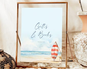 Baby on board Baby Shower Sign Summer Beach Baby Shower Sign Decorations Coastal Personalized Party Signs Surf Baby Sign, Gifts & Books #b07