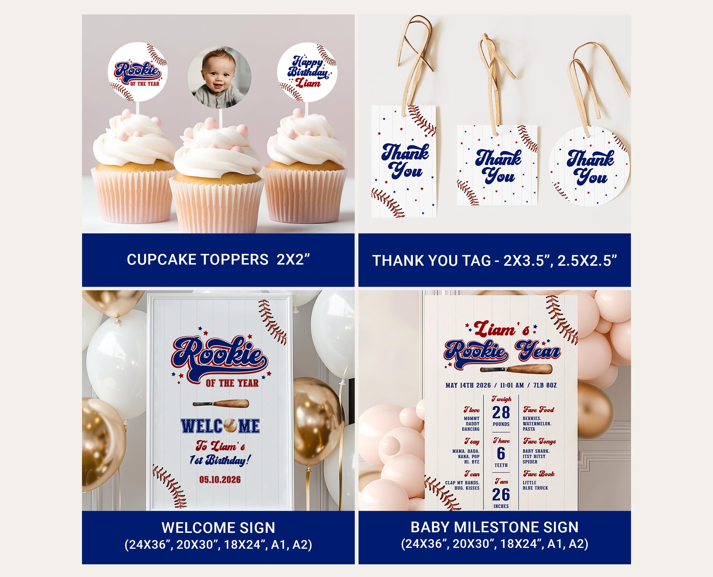 Rookie of the Year 1st Birthday Invitation Bundle Baseball First ...