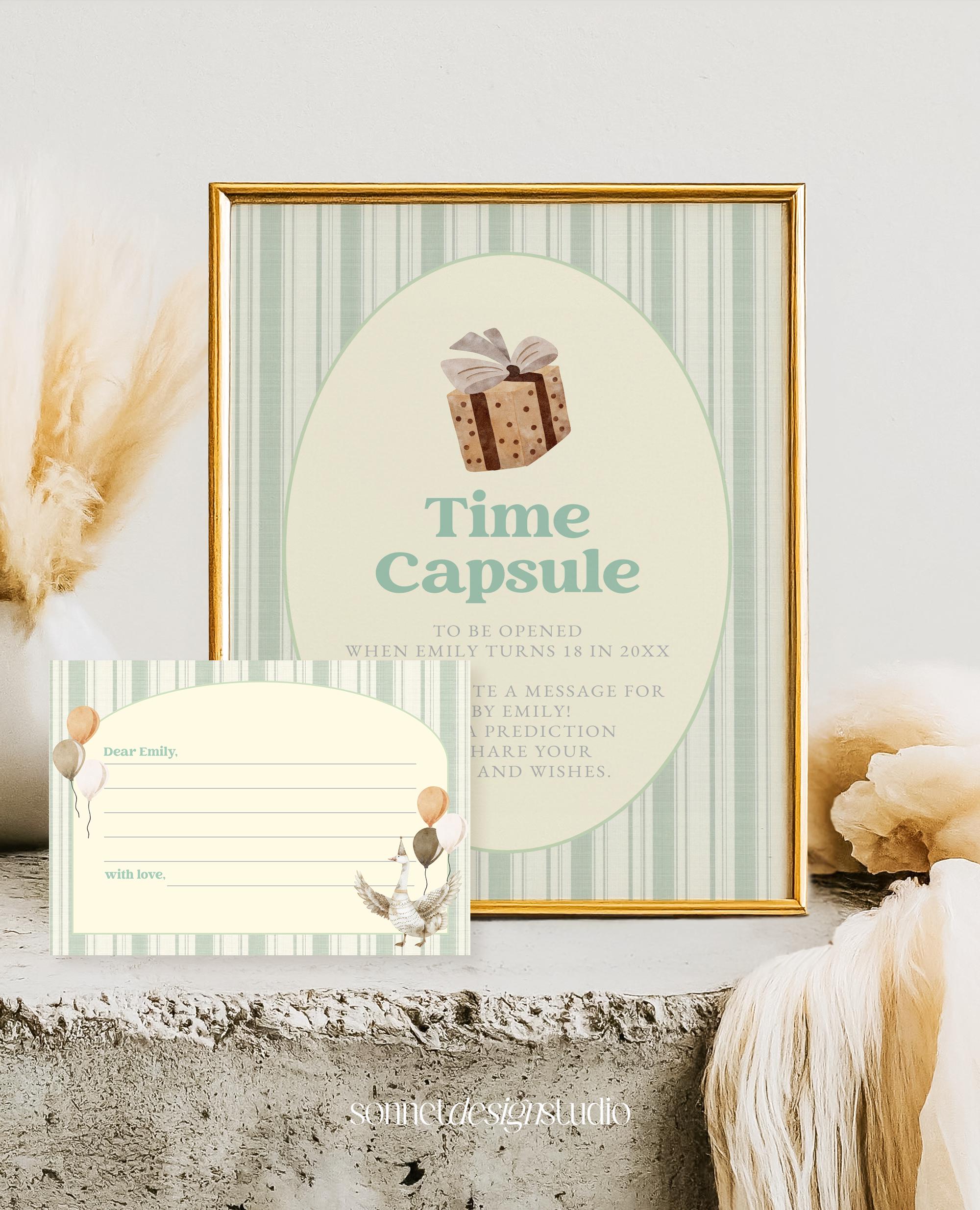 One Silly Goose First Birthday Time Capsule Sign and Cards Vintage ...