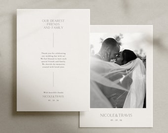Biglietto di ringraziamento per matrimonio, biglietto di ringraziamento per matrimonio moderno, biglietto di ringraziamento per foto di matrimonio minimalista, matrimonio minimalista moderno n. 16