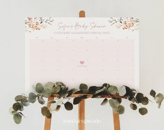 Juego de calendario de fecha de vencimiento del bebé Juego de baby shower Adivina la fecha de nacimiento del bebé Predicción del bebé editable Juego de fecha de vencimiento del baby shower #b03