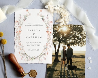 Wildflower Wedding Invitation Template Modern Photo Wedding Invitation Floral Wedding Invite Printable Elegant Wedding Invites #09