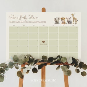 Baby Due Date Calendar Game Baby Shower Game Guess Baby&#39;s Birth Date Editable Baby Prediction Baby Shower Due Date Game #b04