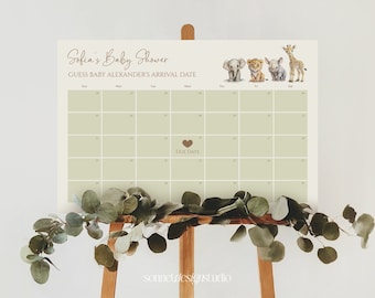 Baby Due Date Calendar Game Baby Shower Game Guess Baby's Birth Date Editable Baby Prediction Baby Shower Due Date Game #b04