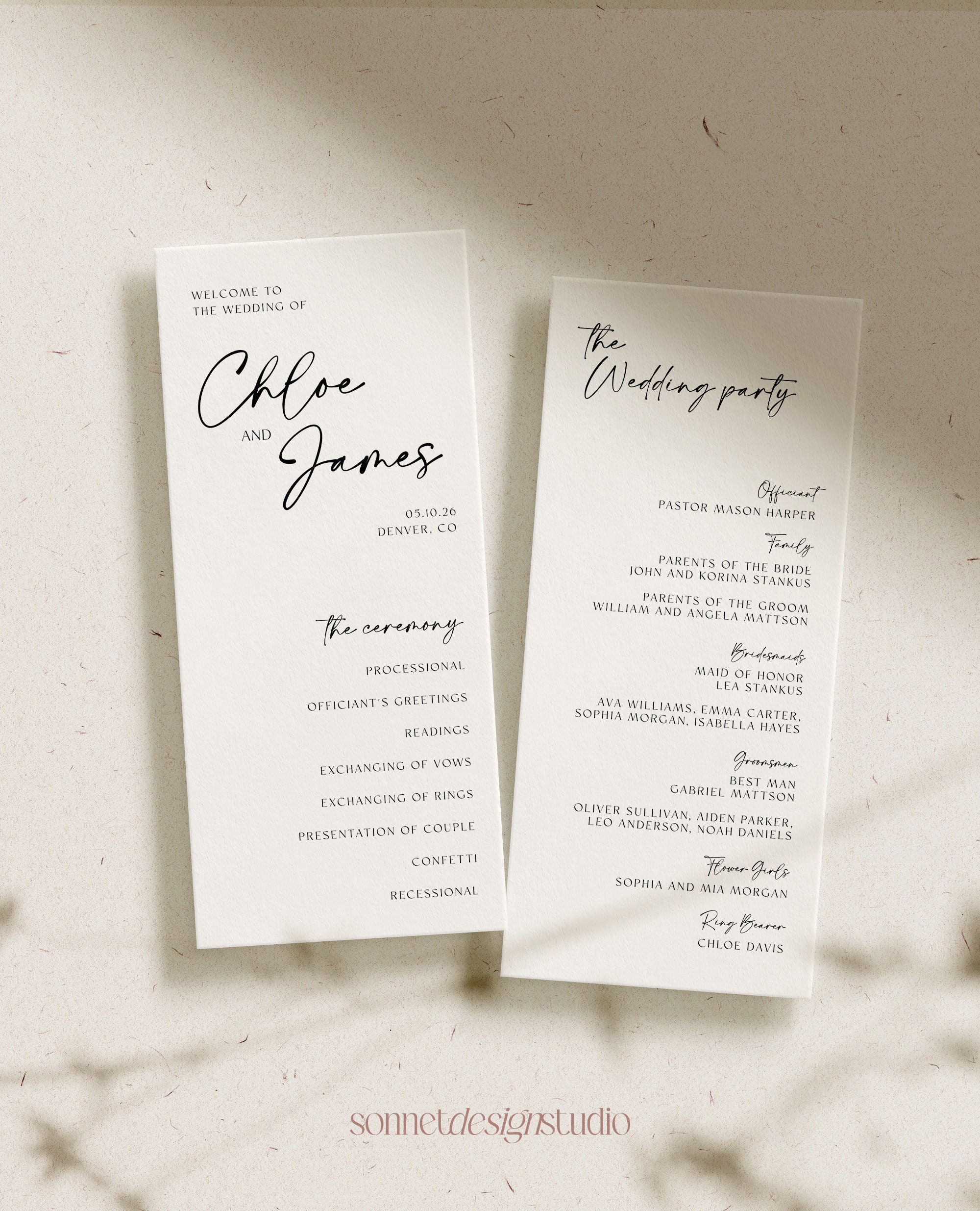 Wedding Program Simple Layout Minimalist Wedding Program Template Printable Modern Minimal Editable ...