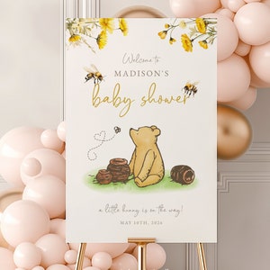 Winnie Puuh Willkommensschild Babyparty Dekoration Babyparty Willkommensschilder Personalisiertes Babyparty Willkommensschild #b05
