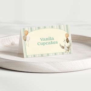 Vintage Goose Birthday Buffet Card One Silly Goose 1st Birthday Decorations Party Food Label Buffet Card First Birthday Decor Template #k18