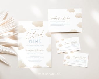 Cloud Nine babyshower uitnodiging suite op Cloud 9 babyshower We're on Cloud Nine babyshower uitnodiging genderneutraal babyuitnodiging #b13