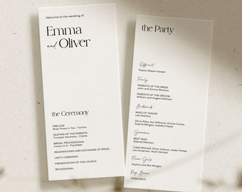 Minimalistisches Hochzeitsprogramm Template zum Ausdrucken Modernes Minimal bearbeitbares Hochzeitsprogramm Einfaches Hochzeitsprogramm Order of Service #07