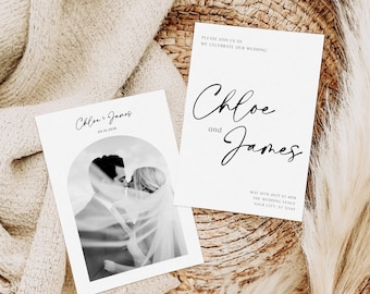 Minimalist Wedding Invitation Template Modern Photo Wedding Invitation Minimal Wedding Invite Printable Elegant Wedding Invites, #06