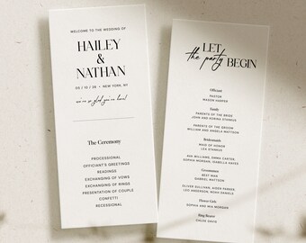 Minimalistisches Hochzeitsprogramm Template zum Ausdrucken Modernes Minimal bearbeitbares Hochzeitsprogramm Einfaches Hochzeitsprogramm Order of Service #12