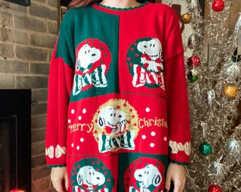 Snoopy Christmas Sweater Etsy Snoopy Christmas Sweater Etsy