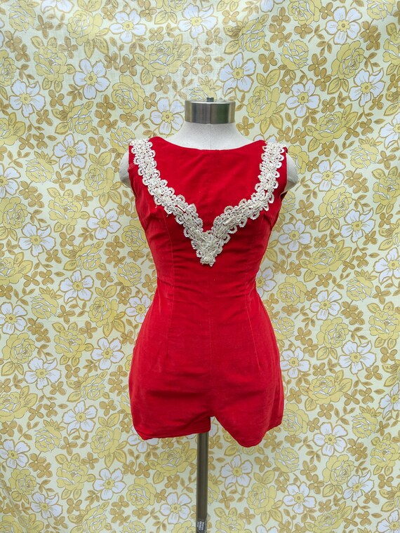 Vintage Jumpsuit / Velvet Romper / 1960s Dance Cos