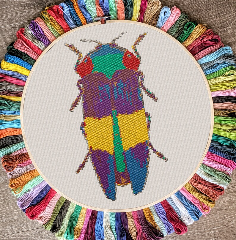 Beetle modern cross stitch pattern instant download #CS030