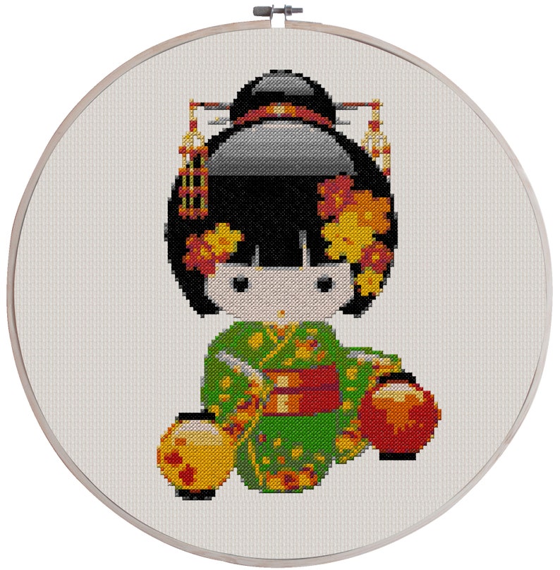 Geisha cross stitch pattern instan download CS0103 Etsy