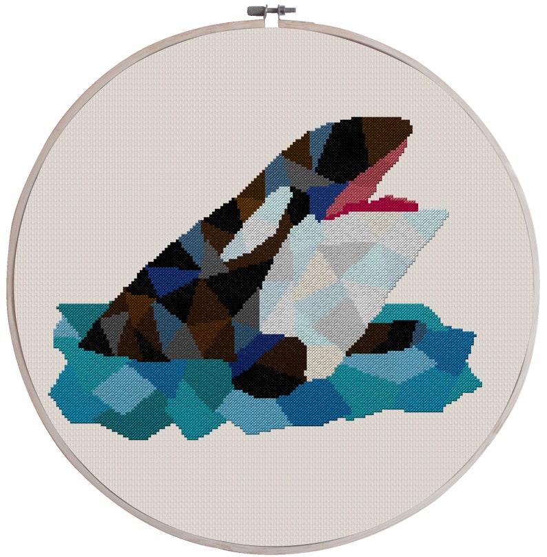 Polygonal Orca Killer whale mosaic cross stitch pattern | Etsy