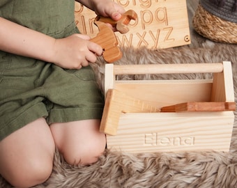 Personalized wooden tool kit | Wooden kids toys | Waldorf Montessori toys